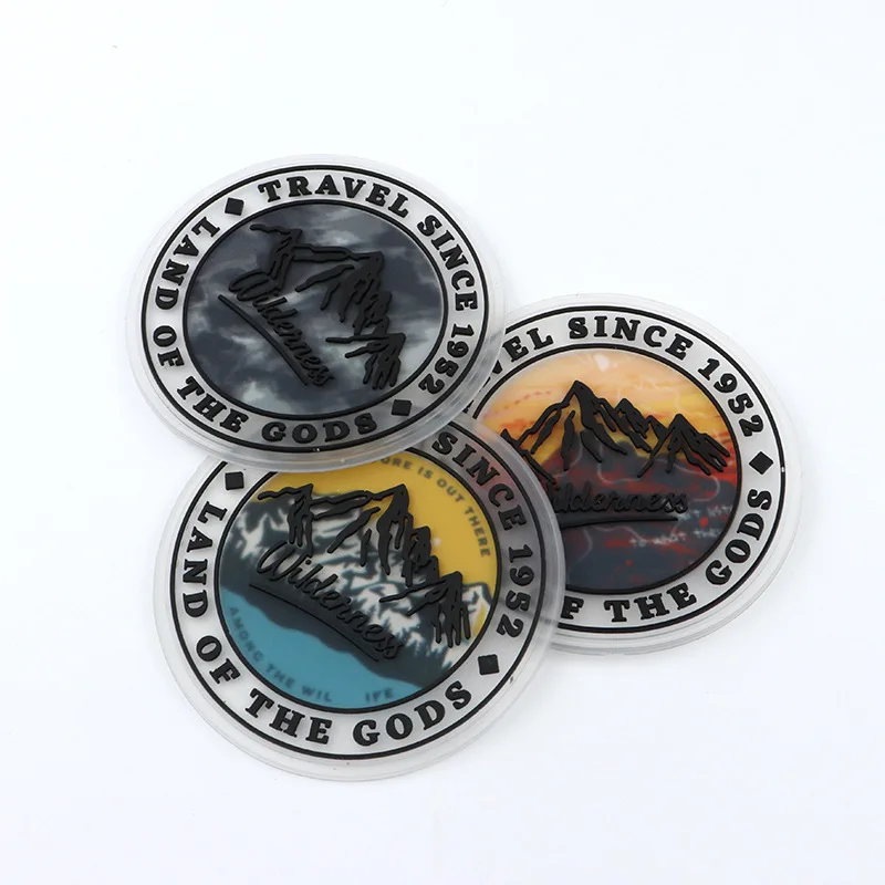 Custom embossed 3D PVC  logo patches rubber transparent background badge