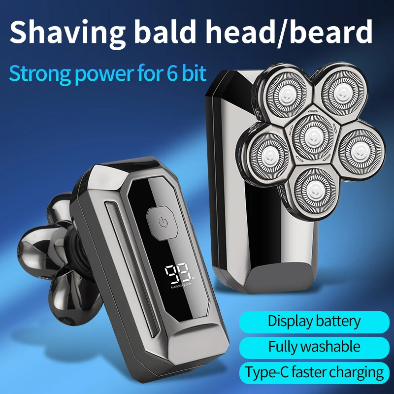 6 вращающимися головками, электрическая бритва для бороды машинка для удаления волос в носу уход за кожей лица многофункциональный 5 в 1 Электрический бритья и удаления волос для мужчин