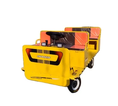 It is a convenient and practical four-wheel electric flat car that can pull goods and people