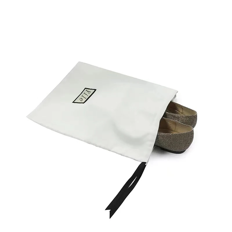 High Quality Chic Handbags Shoe Dust Bags Customized  Logo Satin Drawstring Bags for Cosmetics and Clothes
