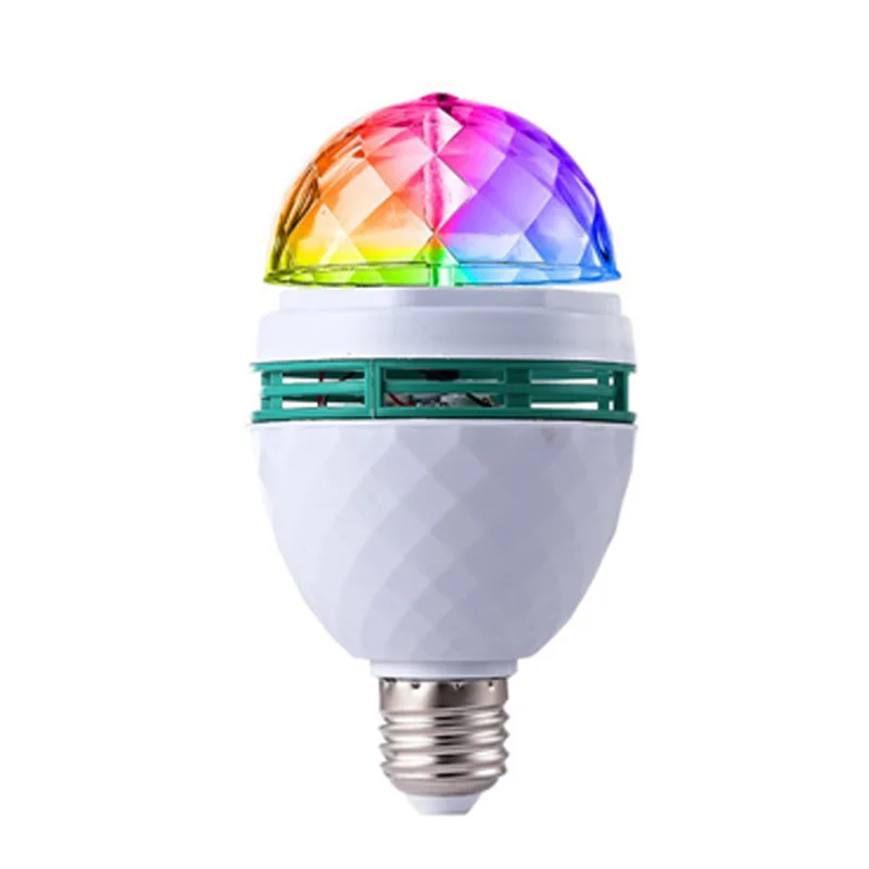  Вращающаяся Светодиодная лампа E27 Rgb для вечеринки многоцветный кристаллический сценический стробоскоп помещений улицы дискотеки дня рождения клуба