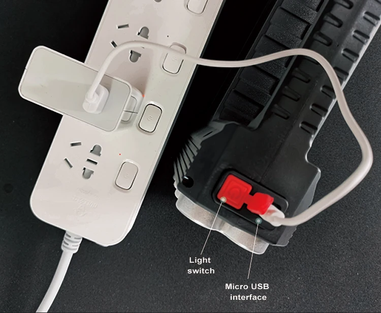 Solar/Rechargeable Multi Function 800 Lumens LED Flashlight with Emergency Strobe Light 1200 Mah Battery USB Charging Cable