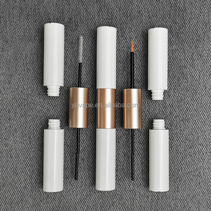 Cosmetic Makeup Beauty eye lash eyebrow growth serum oil Rose gold Colored 5ml Double Head Side Eyeliner Mascara tube container
