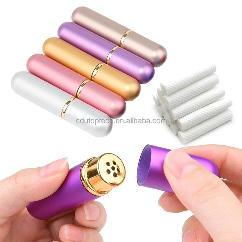 10 Colors Aromatherapy Aluminum Blank Nasal Inhaler Tube Bottle, Nasal Inhaler Stick With Wicks For Essential Oils