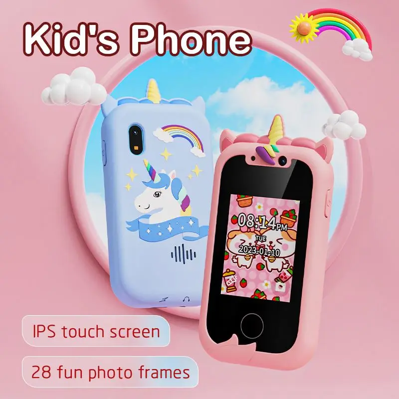 KP06 Unicorns Christmas Birthday Gifts Touchscreen Learning Toy Kids Smart Phone for Girls Toys 2-6 Years Old