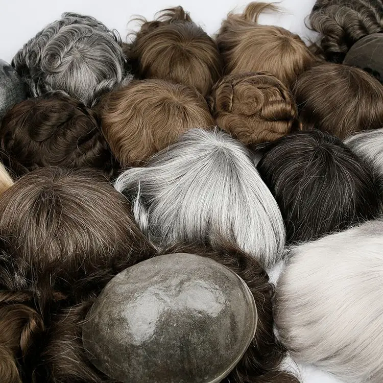 Outo Men Wig Human Hair Toupee ,Thin Skin Pu Male Hair Prosthesis Men Toupee ,Indian Hair Replacement System Remy Hair Pieces