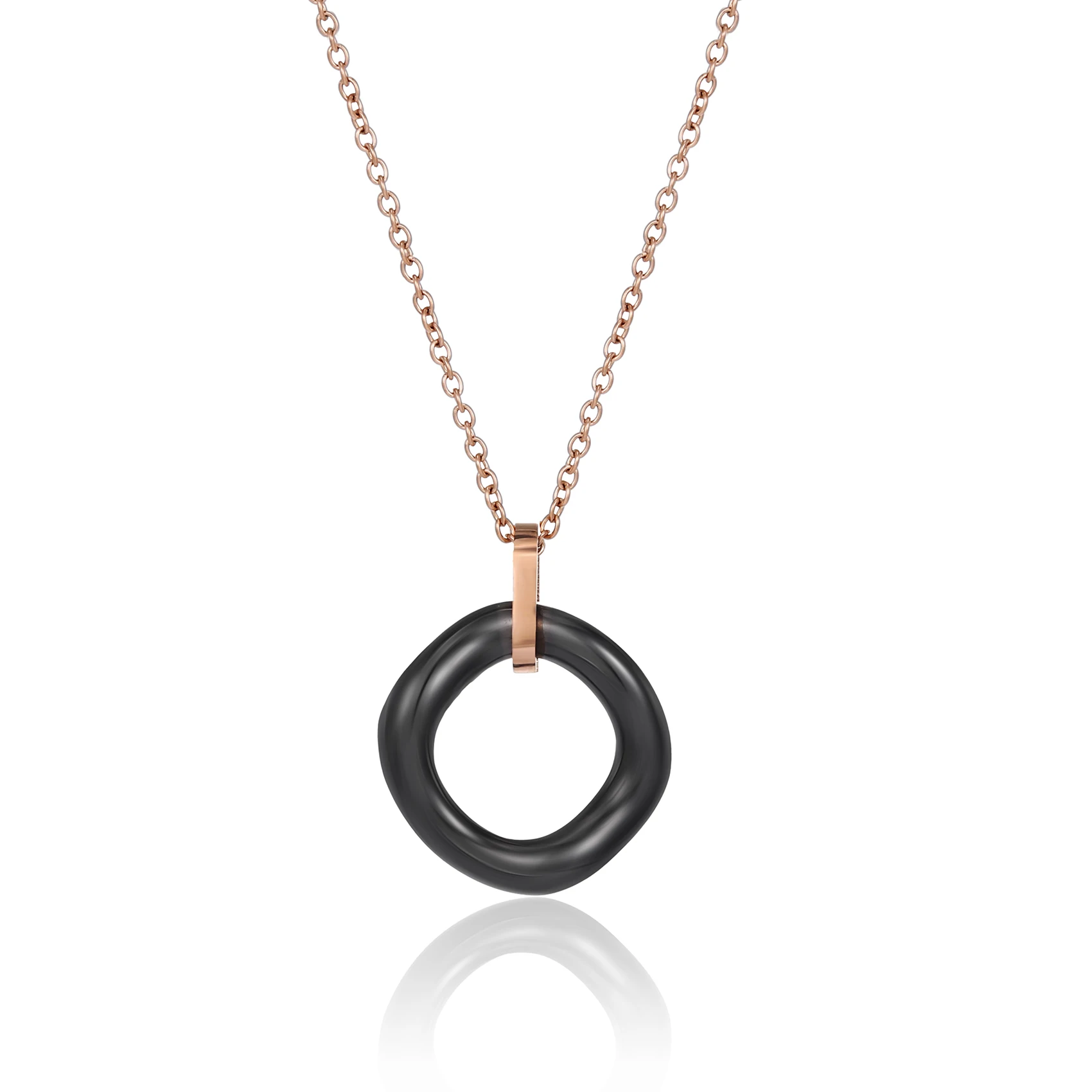 
2020 Womens Necklaces Rose Gold Plated Round Shape Pendant Stainless Steel Necklace 