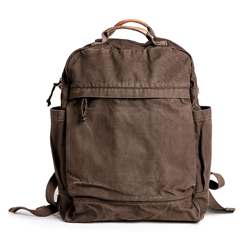 Fashion Canvas Backpacks Vintage Outdoor Travel Leisure Leather Handle Canvas Bag Backpack