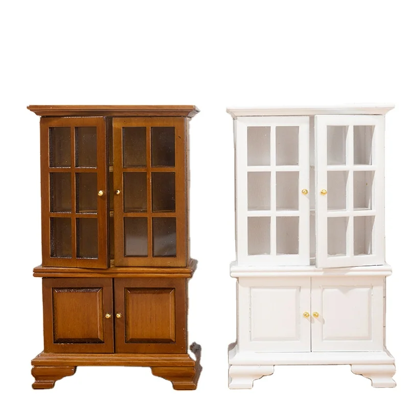 1:12 Doll house Furniture Display Stands Can be Opened Mini Bookshelves Cabinets Decorated Wooden Mini Lockers