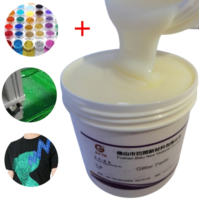 Colorful Shiny textile paste Glitter Printing Paste Screen Printing glitter Paste