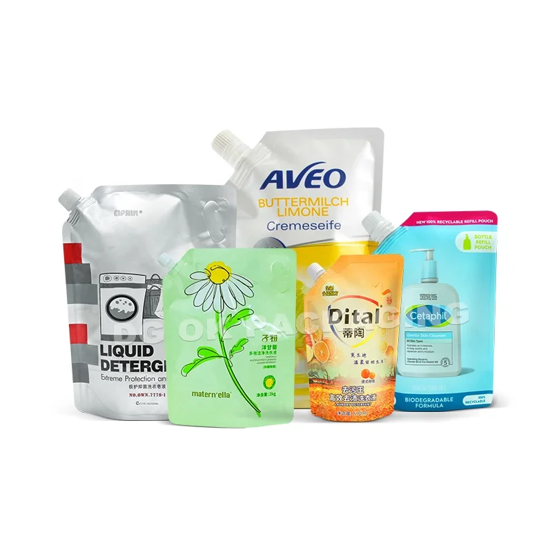 Custom eco-friendly liquid soap laundry detergent packaging bags laundry detergent spout pouch bag plastic bags for laundry