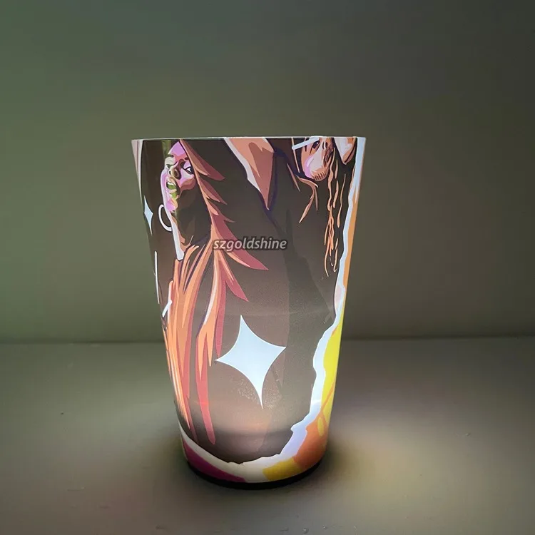 12oz/14oz/16oz Led Flashing Cups Thermal Transfer Printing Customized Logo Liquid Activated Drinking Glow Cup Red Bull Cup