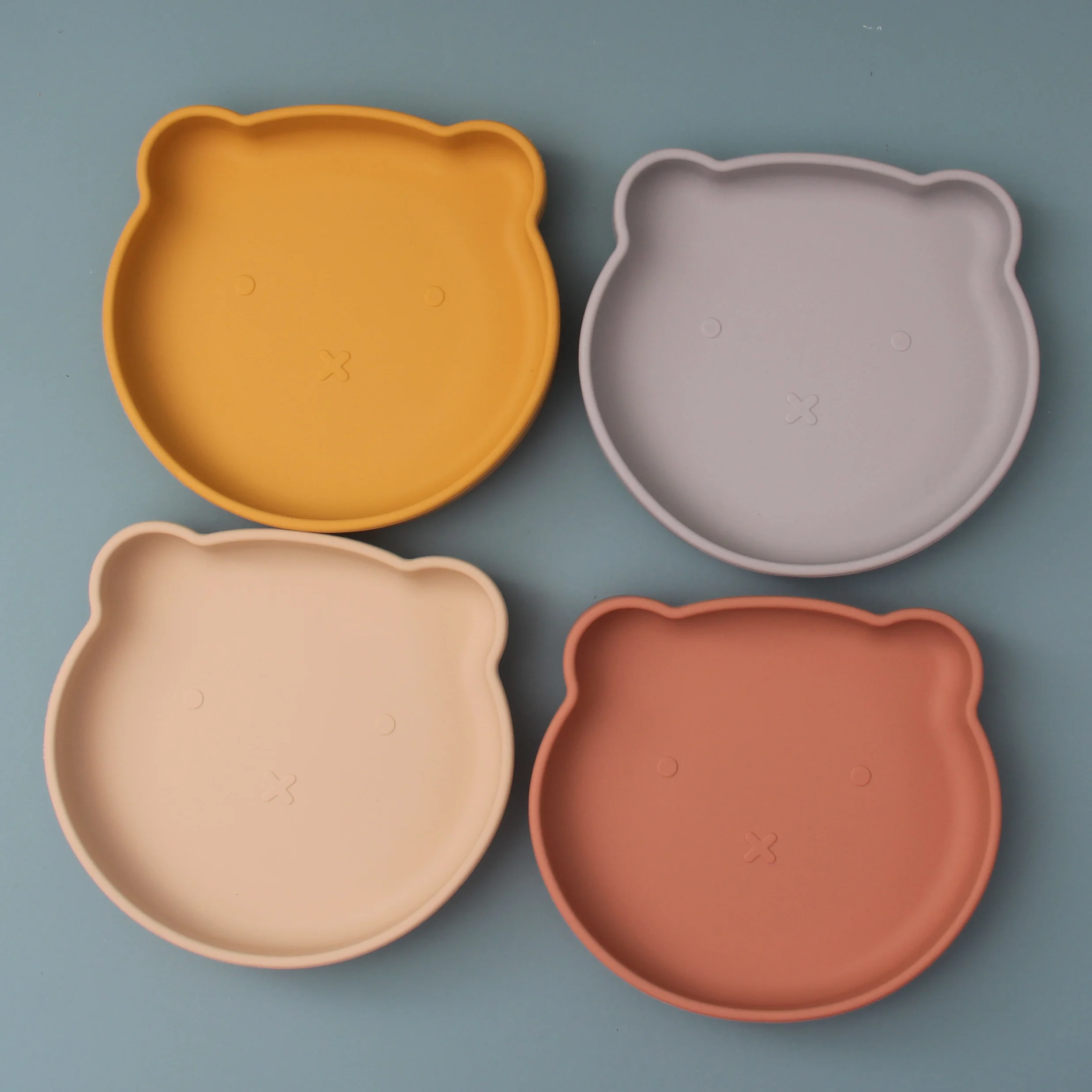 Hot Selling baby products Cute bear Silicone Baby feeding plate Silicone Plates with strong suction