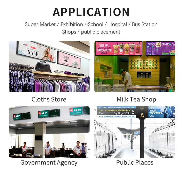 Portrait / Landscape Display Flexibility Retail Supermarket Shelf Edge Ultra Wide Stretch Bar LCD Display Advertisement Screen