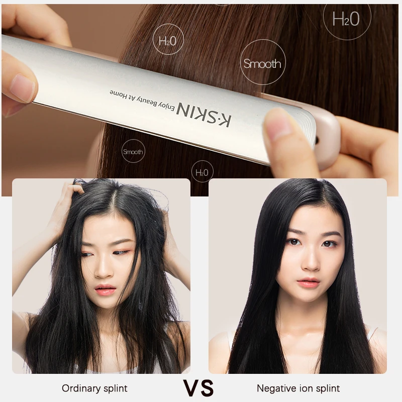 KSKIN Household Curling Irons Ceramic Flat Iron Temperature Adjustment Electric Hair Clip Rod