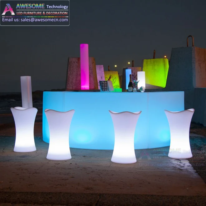 curved half circle acrylic lighted bar counter top