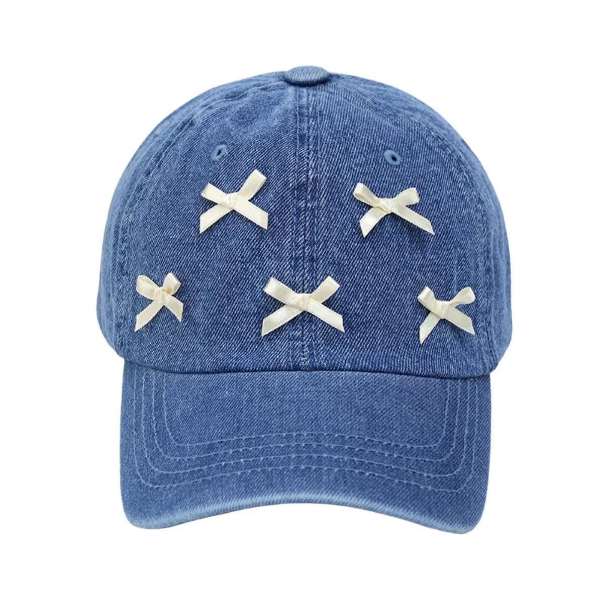 Ladies Ballet style bow Baseball Cap 100% Cotton Fits Men Women Washed Denim Adjustable Dad Hats