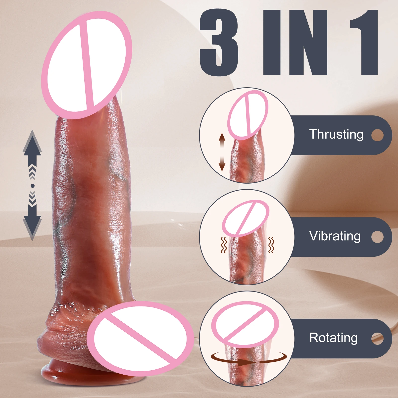 AAV Realistic Silicone G-spot Stimulation Clitoris Vibrating Telescopic Suction Cup Dildos Sex Toy For Beginner Women Orgasm