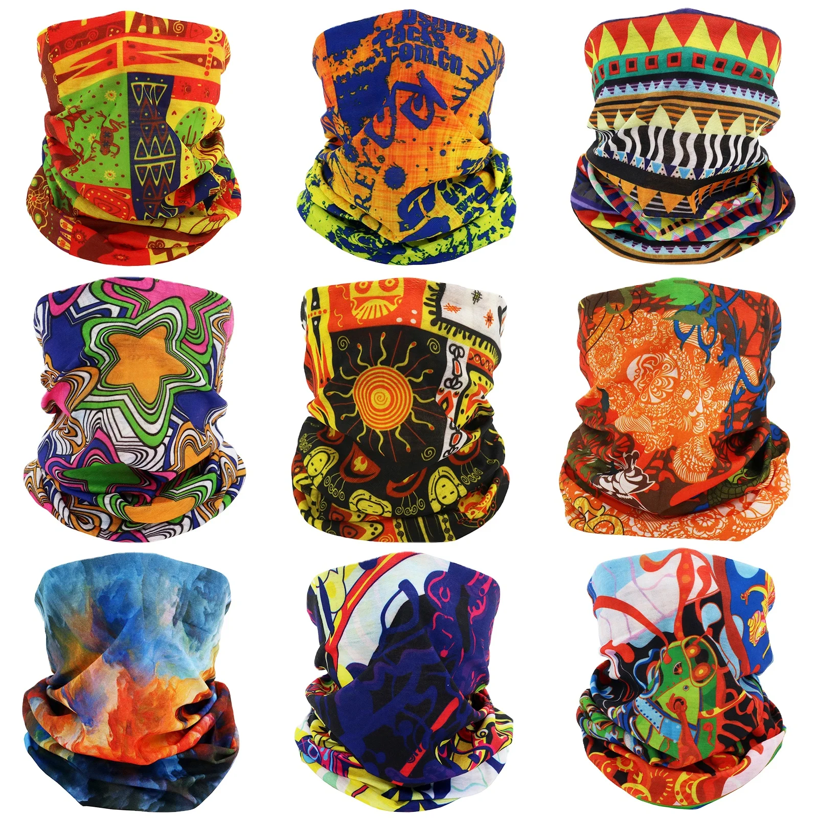 Wholesale Custom Summer Fishing Cycling UV Protection Face Cover Mask Multifunctional Tube Headwear Bandanas Neck Gaiter Scarf
