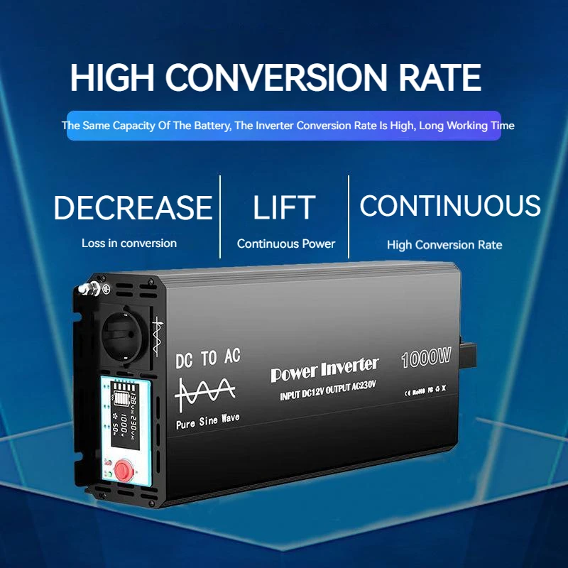 Smart Solar Battery Inverter 1500w 1500 Watt 1.5Kva Car Power Inverter off grid EU Universal Plug