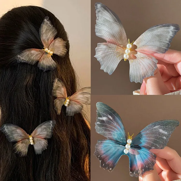 Wholesale Children Kids Baby Girl Princess Cute Moving Pearl Butterfly Hairclip Hairpin