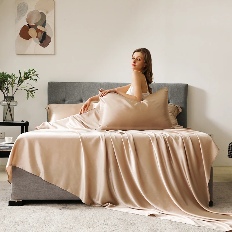 Chinese manufacturer for pure 100% mulberry silk bedding set of silk bed sheet