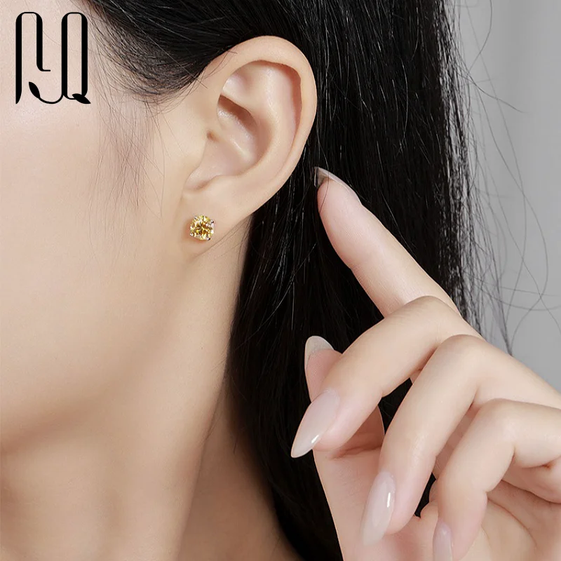 PYQ 2ct+2ct 1ct+1ct Earring Stud with GRA Certificate Moissanite Earrings Fashion Jewelry Earrings Pink Color Vvs Moissanite