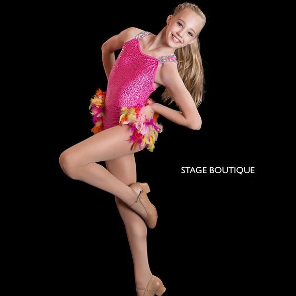 Colorful ballet romantic tutu Yellow Feathers new sequin dance Jazz Tap Dance Costume