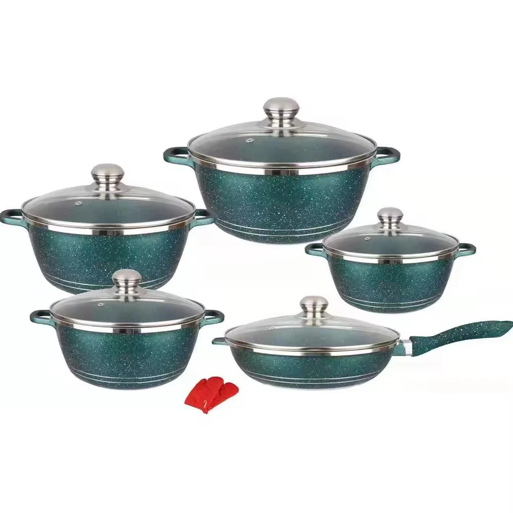 High Quality Wholesale Nonstick Cookware Ceramic Pan Sets with Soft Touch Handle Die Cast Kitchenware Set