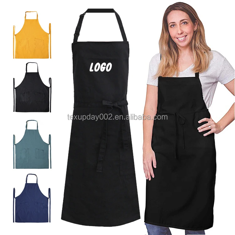 Ready to Ship 71*82CM Man Women Blank Black Cotton Polyester Restaurant Kitchen Cleaning bbq Cook Apron