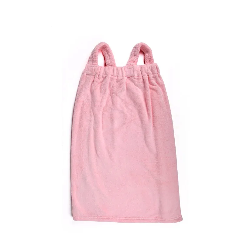 Super Water Absorbency and Easy Cleaning Microfiber Women Pink Coral Velvet Strap Bath Towel Skirt