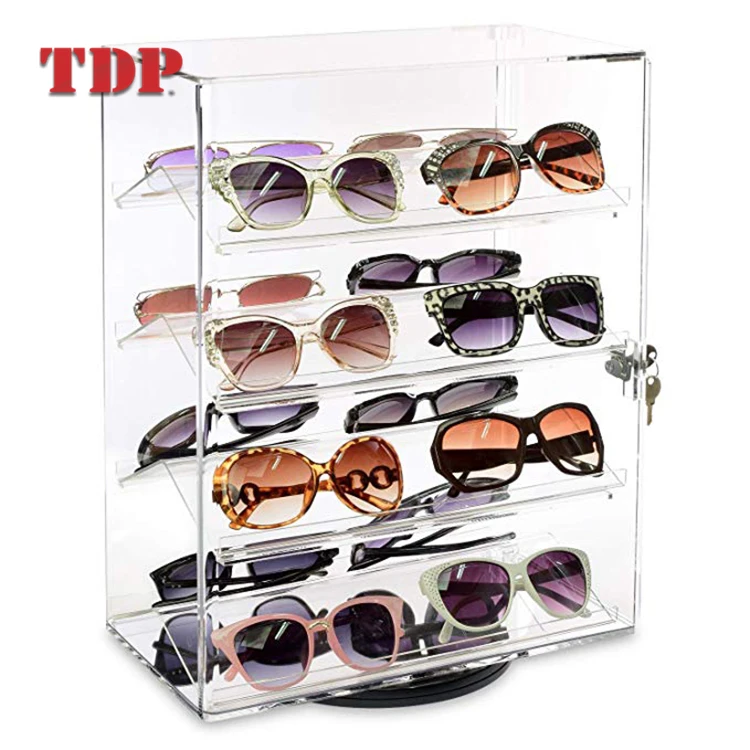 Clear 4 Tier Rotating Sunglasses Display Stand Acrylic Eyeglasses Show Case Shelf 1/10 acrylic action figure display case