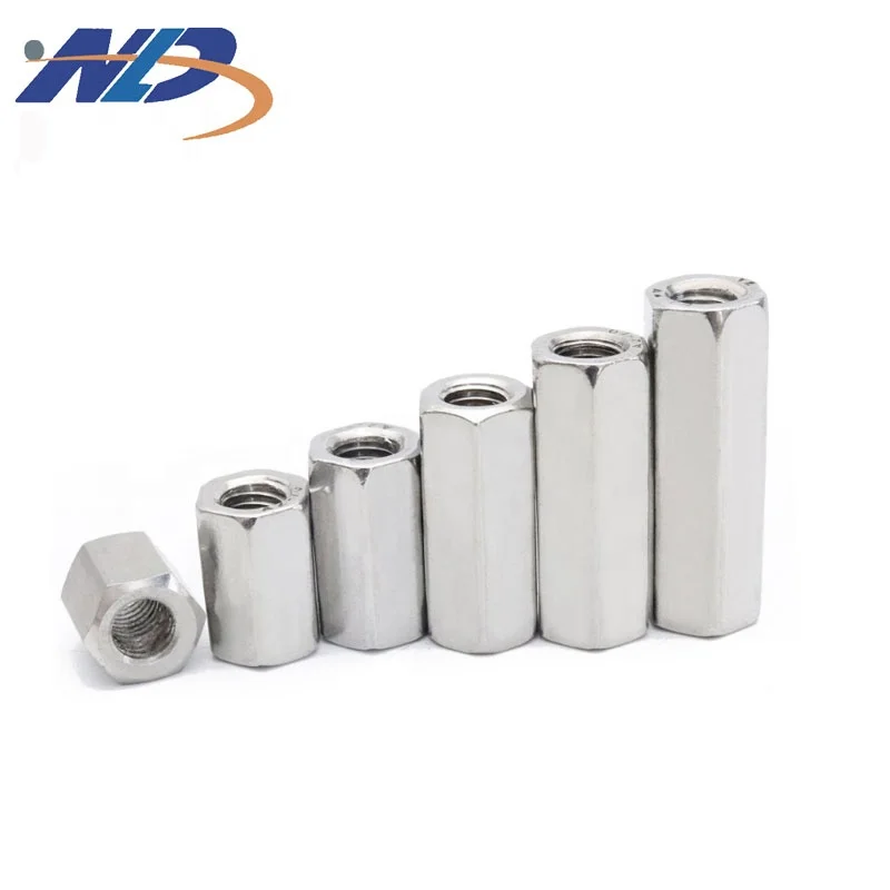 NLD DIN6334 3/8 дюйма-16x1-1/8 дюйма, шестигранное резьбовое соединение M4 M5 M6 M16, Длинные шестигранные муфты, гайки