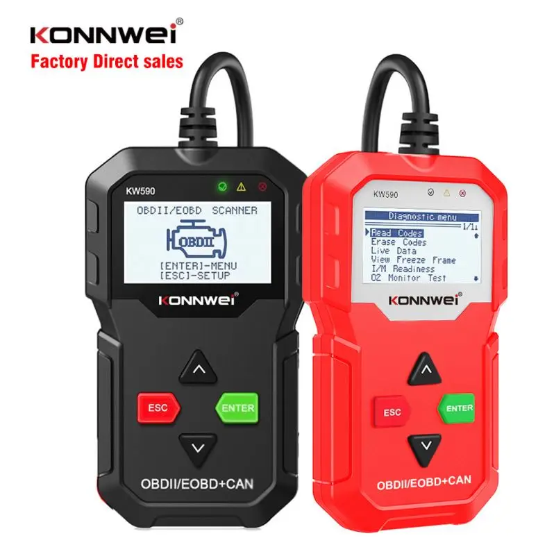 KONNWEI Free Update Print Report 2.0 Inch Auto Car Diagnostic Tool Vehicle Diagnostic Machine for All Cars with OBD2 Protocol