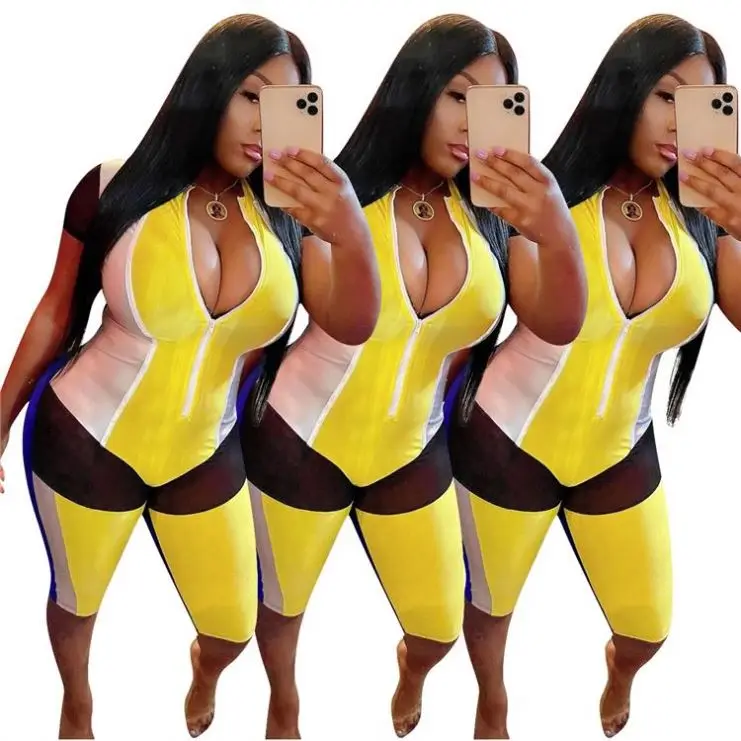 
MISSMOEN Hot Selling Patchwork With Mesh Zipper Women Clothes 2021 Women One Piece Jumpsuits And Rompers MISSMOEN Hot Selling Patchwork With Mesh Zipper Women Clothes 2021 Women One Piece Jumpsuits And Rompers