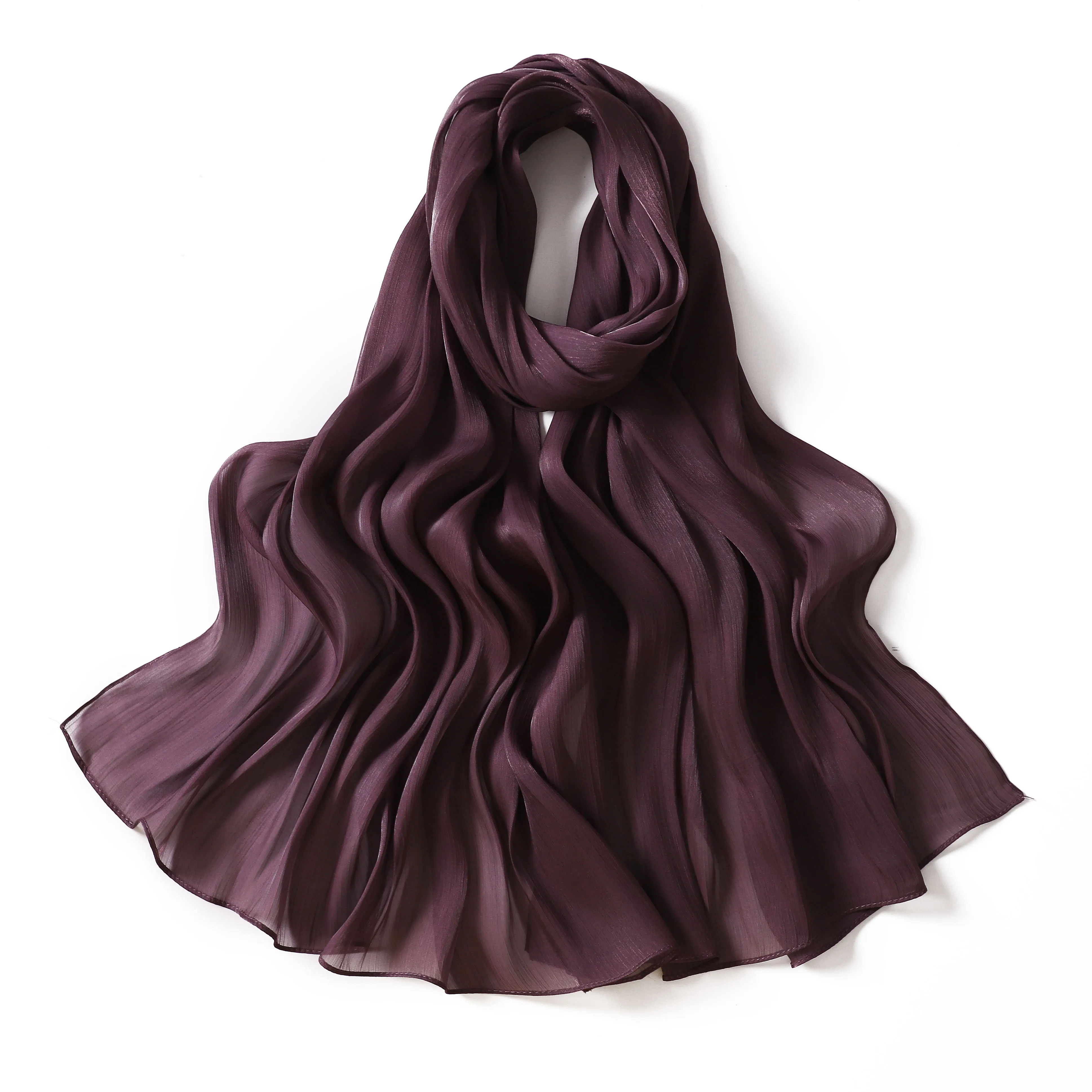 Newest Lady Smooth Soft Turbans Scarves Shiny Silk Feeling Hijab Crepe Crinkle Shawl Glitter Plain Shimmer Muslim Women Scarf