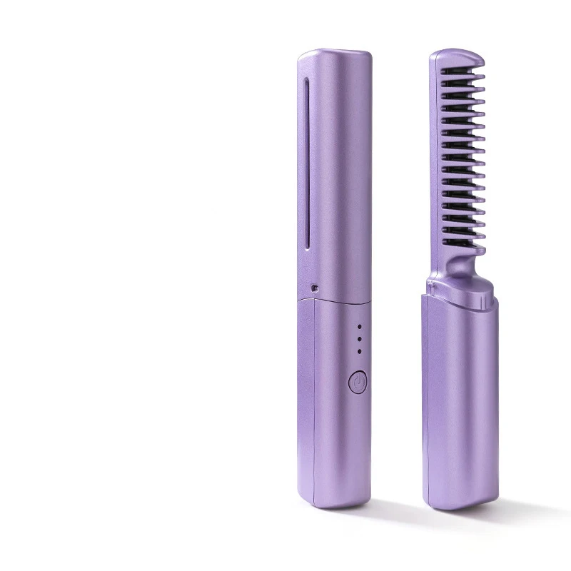 Amazo  hot selling 2 in 1 hot comb straightener curler tools set usb ceramic mini  portable hair straightener curling iron