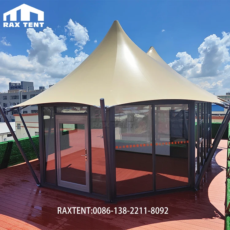 RAXTENT 60sqm Tensile Membrane Structure  Glamping Tent for Luxury Hotel and Family Resort