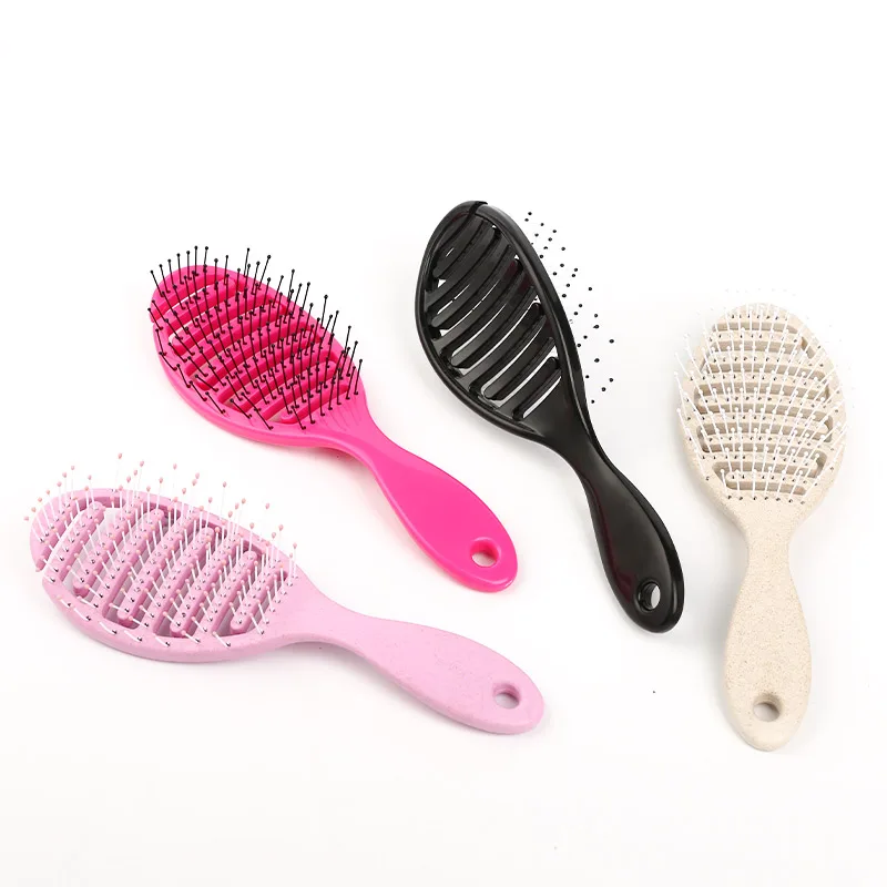Professional Salon Plastic Pink Detangling Vent Hair Brush for Wet And Dry Hair