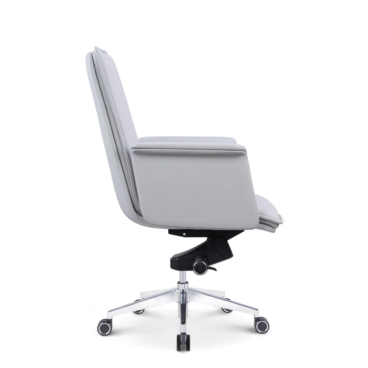 Swivel chair office furniture ergonomic gas lift gray leather high back office chair