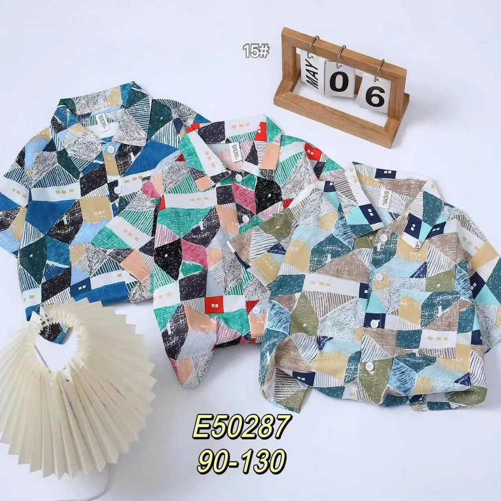 2.25 Dollar Model HMK019 Shirts Size 2-6 Years Wholesale Stock Children Boys Soft Material sports polo With Prints