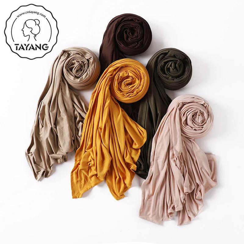 Online Sell Wholesale New Rayon Scarves Turban Wrap Smooth Cotton Jersey Egypt Dubai Milk Silk Scarf Hijabs