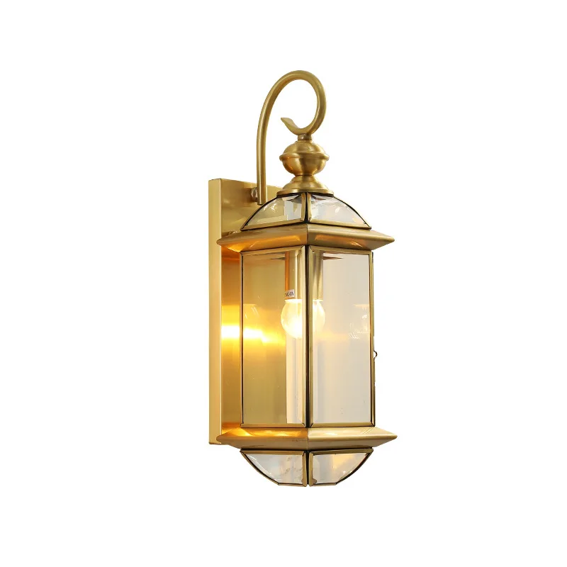 Luxury Brass Glass Euro Style Decorative Wall Sconce Lantern Lighting Restaurant Garden Hotel Nordic Outdoor Wall Lamp