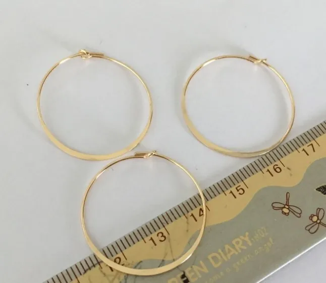NANA high quality 14k italian gold filled round flat wire earring hoop,20mm brass gold filled earring accessories