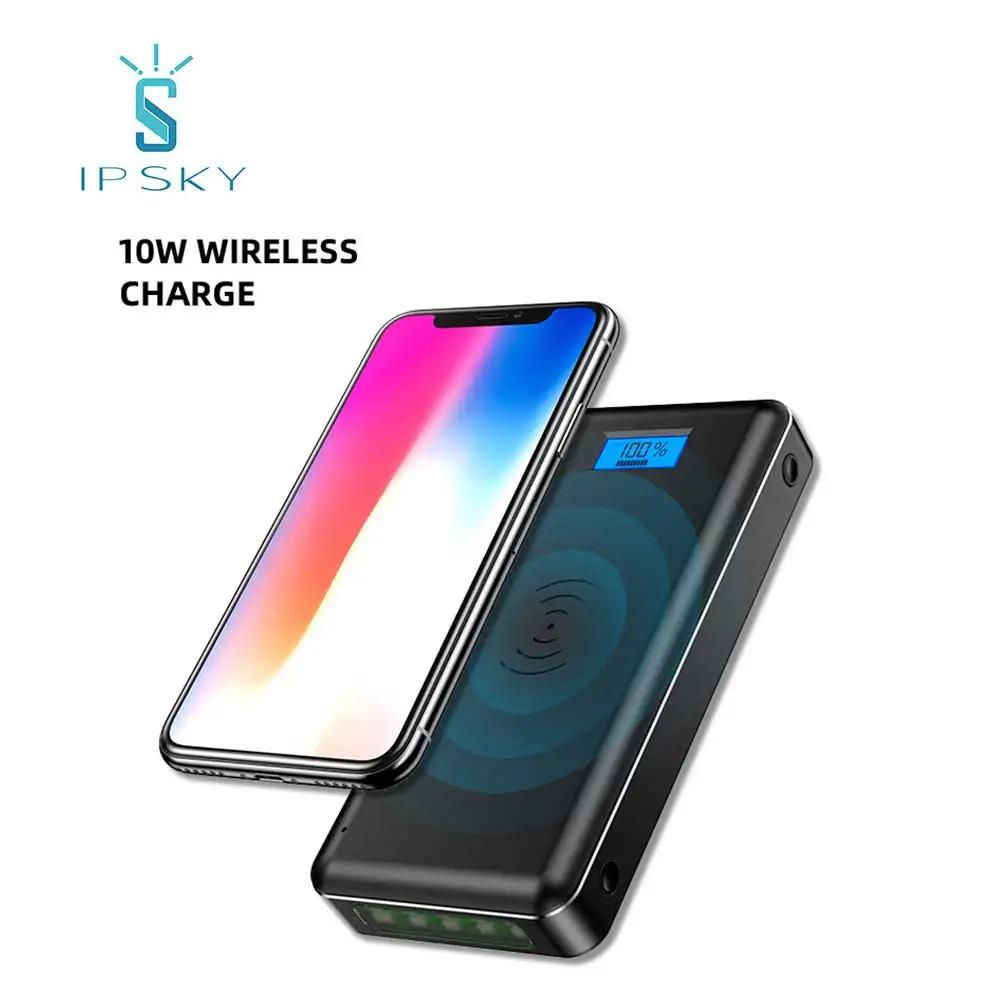 Qi Быстрое беспроводное зарядное устройство 20000 мАч Зарядное для путешествий двойной USB ЖК-дисплей светодиодный внешний аккумулятор мобильного телефона