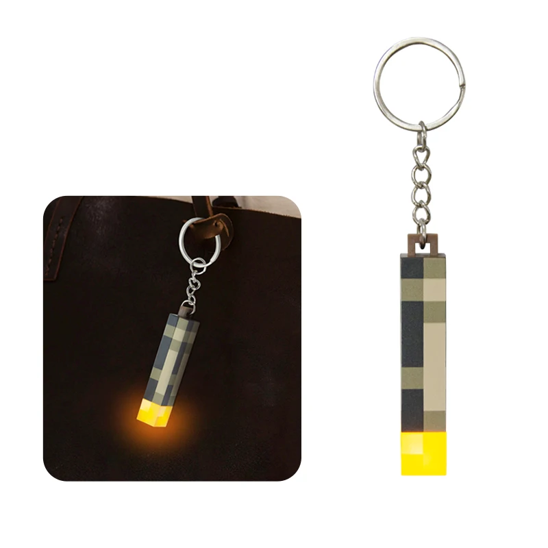 type-c Charging miner game peripheral LED pixel key chain light Creative key chain