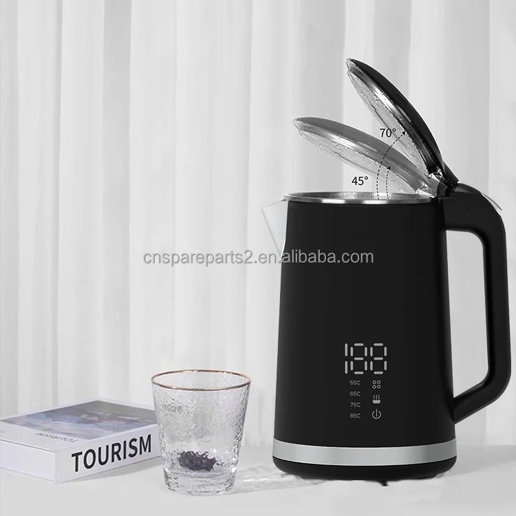 YUEKON Smart Portable Electric Kettle With Digital Display 1500w 1.5l Double Wall Electric Kettle With Touch Sensitive Control