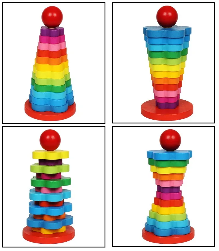 Geometric Stacker - Wooden Educational Toy - Shape Sorter And Stacking Toy, Stacking Tower Toy For Babies, Toddlers And Kids