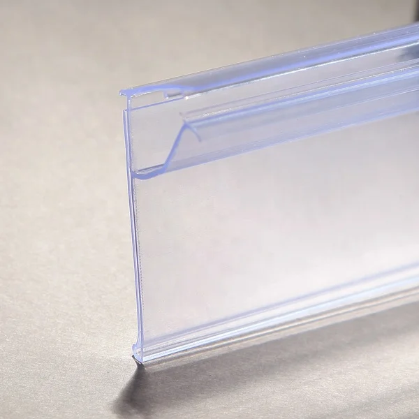 Extruded Plastic PVC ticket holder price tag label snap up cheap shelf talkers Pharmacy flat surface glass shelf data strip