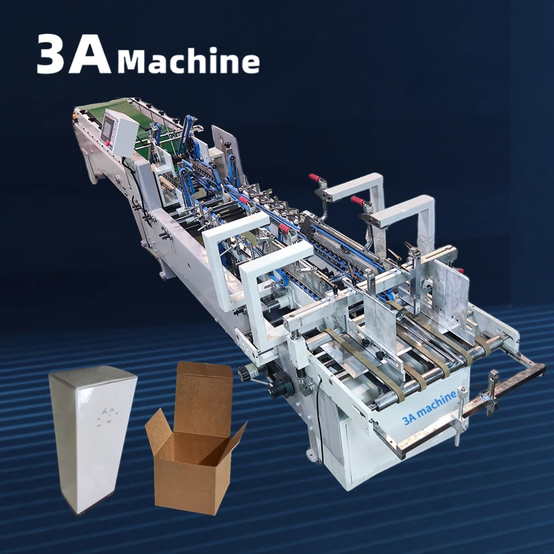 3ACQ~580D automatic folder gluer machine 4-channels food box making machine paper cold glue applicators